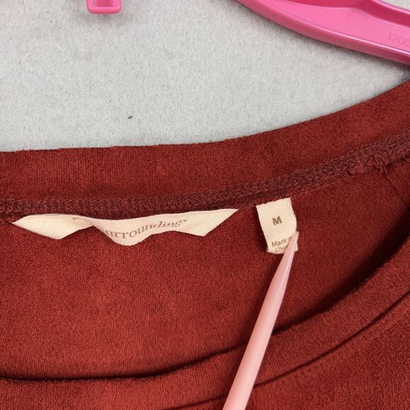 Soft Surroundings Sweater Womens Medium Red Faux Suede Tunic Pockets Cozy Fall - Picture 5 of 14